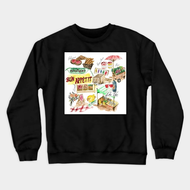 French market Collage Crewneck Sweatshirt by CasValli